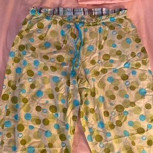 Green/blue polka dot Jenni Moore pants